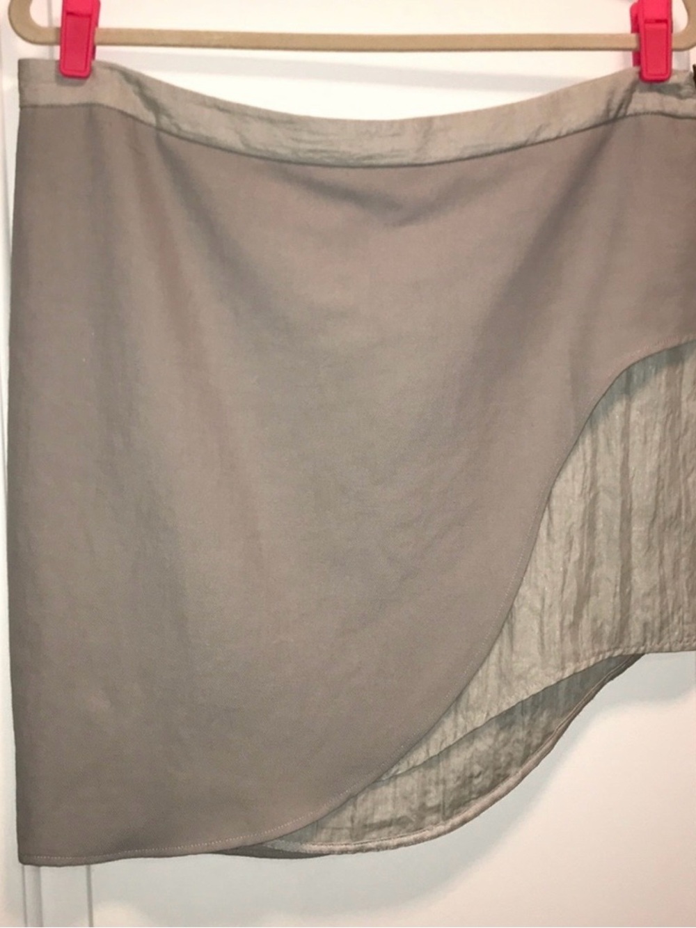 Helmut Lang Taupe Layered Asymmetric High-Low Skirt